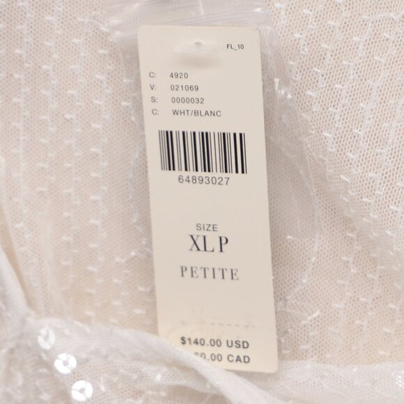 NWT EVA FRANCO ANTHROPOLOGIE Sheer Sequined Blouse White Size XLp - Picture 9 of 10